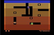 une photo d'Ã©cran de Dig Dug sur Atari 2600